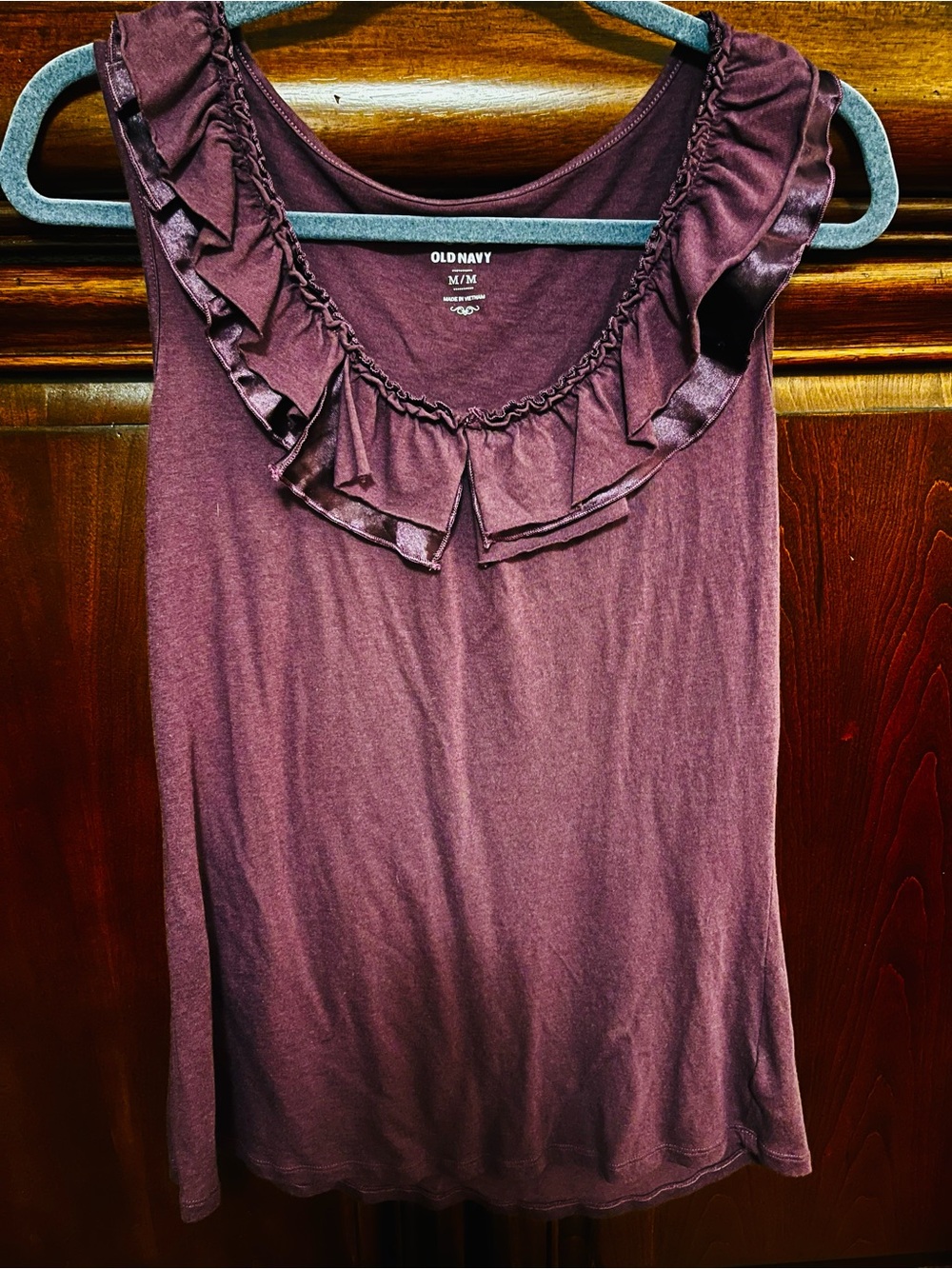 Old Navy Plum Purple Ruffle Scoop Neck Tank Knit Blouse M